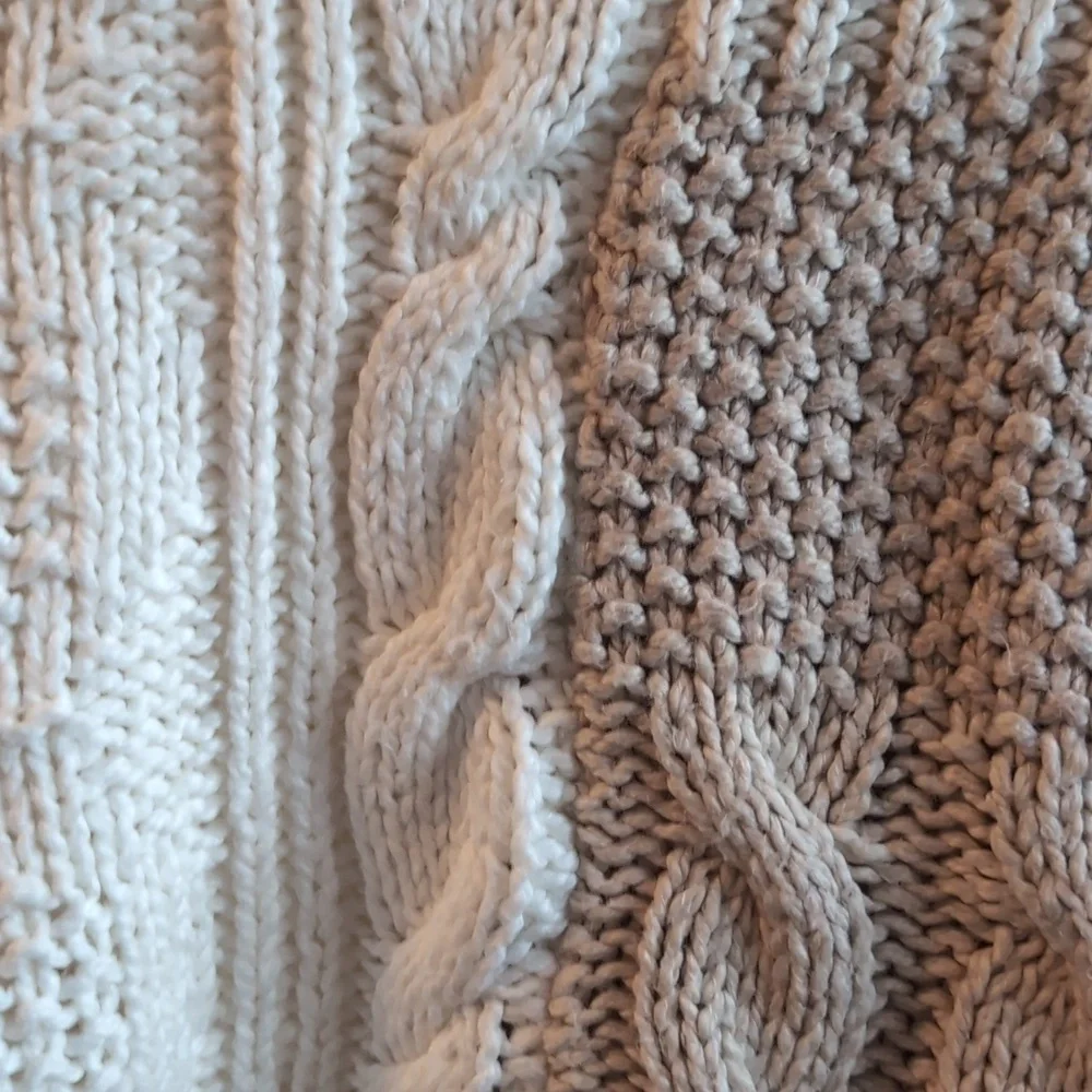 Aerie Cable Knit Sweater - Cream and Tan - Picture 3 of 5